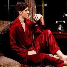 Load image into Gallery viewer, Solid color home wear men&#39;s winter pajamas
