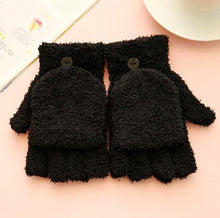 Load image into Gallery viewer, Ladies fleece flip fingerless gloves
