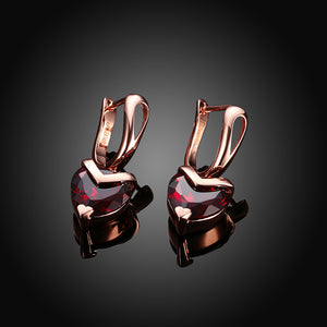 Heart-shaped zircon earrings Rose gold hypoallergenic earrings