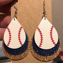 Load image into Gallery viewer, Baseball Earrings Multilayer Sequined Earrings American Flag Earrings Sports Basketball Leather Earrings
