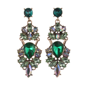Fashion Exaggerated Earrings Retro Alloy Trend Earrings Geometric Diamond Long Earrings