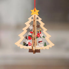 Load image into Gallery viewer, Christmas tree small pendant wooden five-pointed star bell pendant gift Christmas decoration wooden
