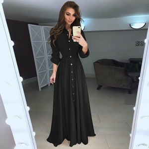 New Solid Color Long Shirt Dress