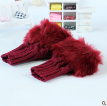 Load image into Gallery viewer, Autumn and winter warm thickening ladies gloves Korean rabbit hair cute half finger gloves wool knit gloves
