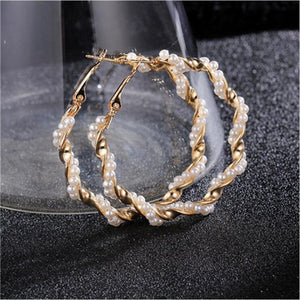 Metal Pearl Earrings Earrings
