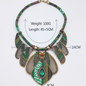 Ethnic Style Necklace Colorful Braided Rope Diamond Necklace