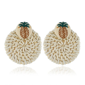 Rattan round earrings