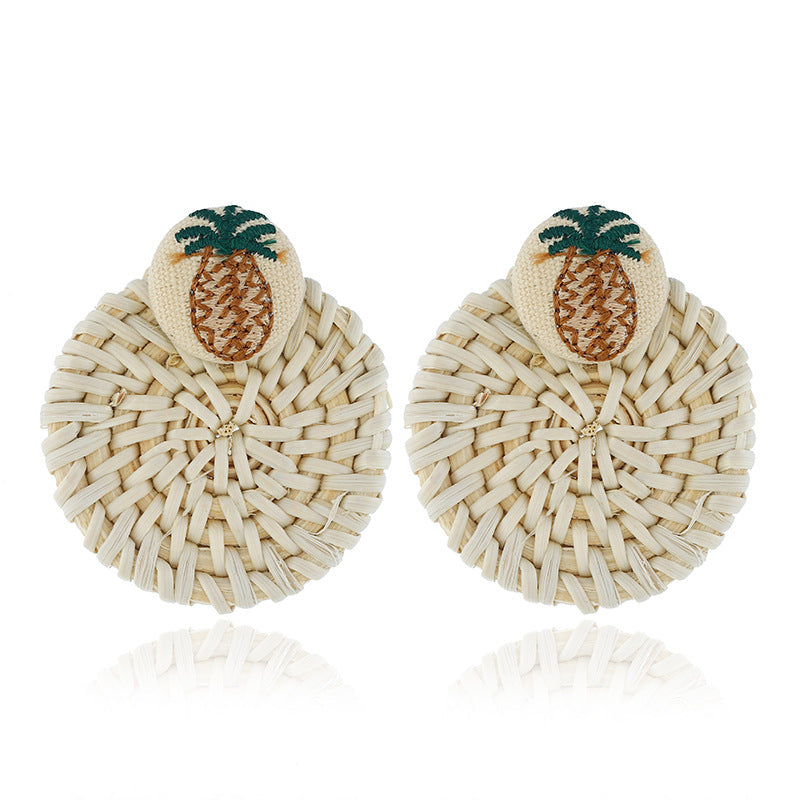 Rattan round earrings