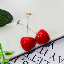 Load image into Gallery viewer, Red cherry earrings fruit drop earrings fashion earrings
