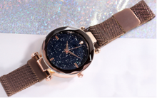 Load image into Gallery viewer, Morden women watches with the same star female magnet watch stainless steel mesh strap with starry sky dial watches
