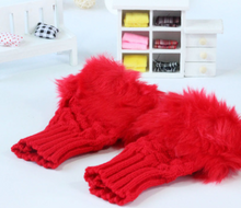 Load image into Gallery viewer, Autumn and winter warm thickening ladies gloves Korean rabbit hair cute half finger gloves wool knit gloves
