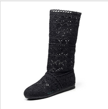 Load image into Gallery viewer, Breathable versatile net boots flat high-top women&#39;s shoes casual England Martin boots student knit boots
