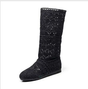 Breathable versatile net boots flat high-top women's shoes casual England Martin boots student knit boots