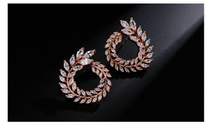 Load image into Gallery viewer, New willow-shaped earrings Micro-inlaid AAA zircon Simple fashion ladies earrings earrings
