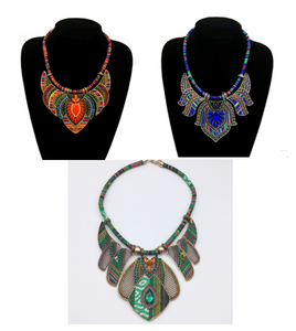 Ethnic Style Necklace Colorful Braided Rope Diamond Necklace