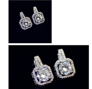 Temperament simple zircon square diamond earrings hypoallergenic earrings