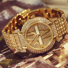 Load image into Gallery viewer, Luxury Diamond Women Watches Fashion Brand Stainless Steel Bracelet Wrist Watch Women Design Quartz Watch Clock relogio feminino
