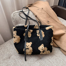 Load image into Gallery viewer, Women Cute Bear Plush Shoulder Bag Large Tote Handbag Purse
