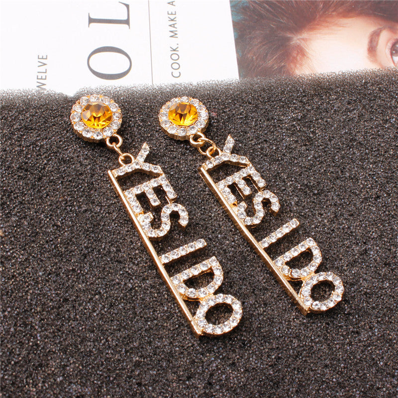 Temperament ear letter earrings