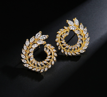 Load image into Gallery viewer, New willow-shaped earrings Micro-inlaid AAA zircon Simple fashion ladies earrings earrings

