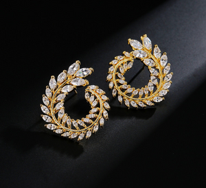 New willow-shaped earrings Micro-inlaid AAA zircon Simple fashion ladies earrings earrings