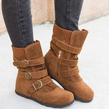 Load image into Gallery viewer, Flat large size short boots women thick cotton boots
