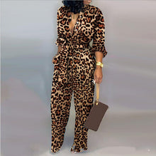 Load image into Gallery viewer, Printed Leopard Print Long Sleeve Jumpsuit

