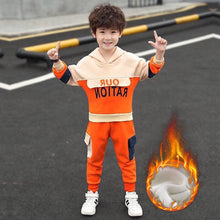 Load image into Gallery viewer, Boys and girls clothing plus fleece jacket hooded sweater
