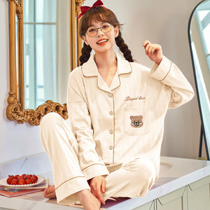 Pajamas Women's Long-sleeved Spring And Autumn Thin Section Net Red Cotton Cute