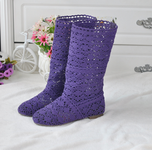 Breathable versatile net boots flat high-top women's shoes casual England Martin boots student knit boots