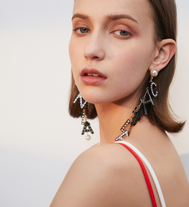 Su Xin long letter pendant earrings Korean temperament personality net red earrings wild tide people exaggerated earrings earrings