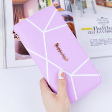 Load image into Gallery viewer, New geometric pattern long Purse Ladies fashion large zip handbag handbag handbag
