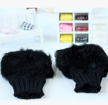 Load image into Gallery viewer, Autumn and winter warm thickening ladies gloves Korean rabbit hair cute half finger gloves wool knit gloves
