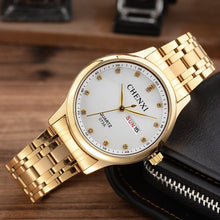 Load image into Gallery viewer, Manufacturers Wholesale Authentic Fashion Non Mechanical Watch Waterproof Mens Double Luminous Strip Golden Watch 073A Calendar
