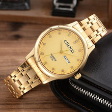 Load image into Gallery viewer, Manufacturers Wholesale Authentic Fashion Non Mechanical Watch Waterproof Mens Double Luminous Strip Golden Watch 073A Calendar
