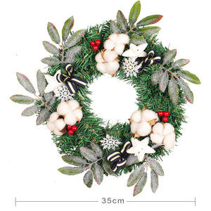 Hongyi Creative Christmas Decoration Cotton Wreath Restaurant Hotel Window Hanging Decoration New Rattan Ring Christmas