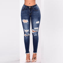 Load image into Gallery viewer, Stretch Hole Slim-Fit Feet Pants Dark Temperament Denim

