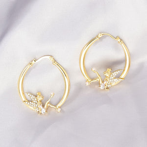 Flower Fairy Gold Diamond Earrings Women's Earrings