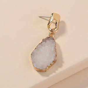 White Imitation natural stone geometric earrings earrings drop earrings, small ears with ear studs