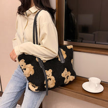Load image into Gallery viewer, Women Cute Bear Plush Shoulder Bag Large Tote Handbag Purse
