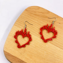 Load image into Gallery viewer, Love Earrings Flame Peach Heart Personality Earrings Retro Punk Earrings
