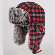 Load image into Gallery viewer, Winter Hats For Mens Bomber Hat Fur Red Warm Earflap Cap
