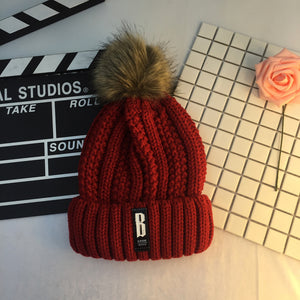 Hair ball warm wool cap