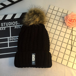 Hair ball warm wool cap