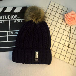 Hair ball warm wool cap