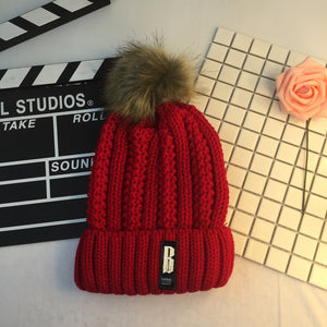 Hair ball warm wool cap