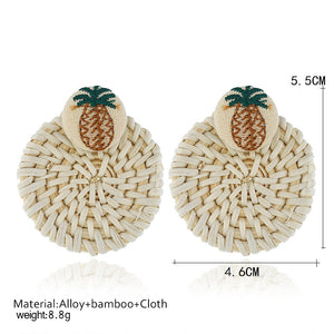 Rattan round earrings