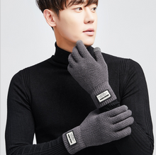 Load image into Gallery viewer, Men&#39;s autumn and winter knitted yarn driving outdoor plus velvet warm gloves
