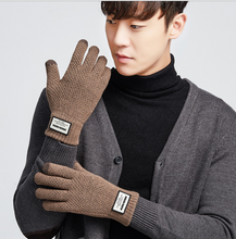 Load image into Gallery viewer, Men&#39;s autumn and winter knitted yarn driving outdoor plus velvet warm gloves
