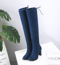Load image into Gallery viewer, Round head with high heels side zipper over the knee boots boots size code custom-made women&#39;s boots
